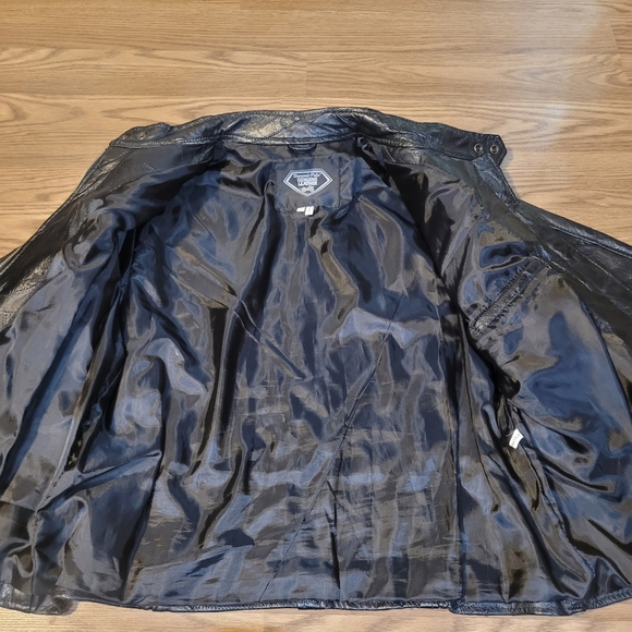 Black Patchwork Leather Motorcycle Jacket - Picture 14 of 14